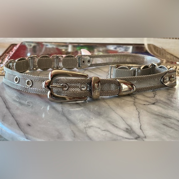 Vintage Heavy Silver Mesh Belt w Shiny Nickel Metal Sliders, High-end Fashion main image 14